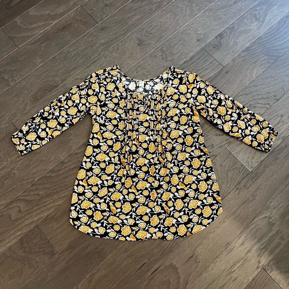 Mustard and black old navy floral maternity blouse